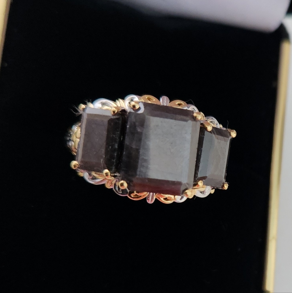 Silver Sapphire 3 Stone Ring 11cttw Platinum Over Sterling Silver size 9